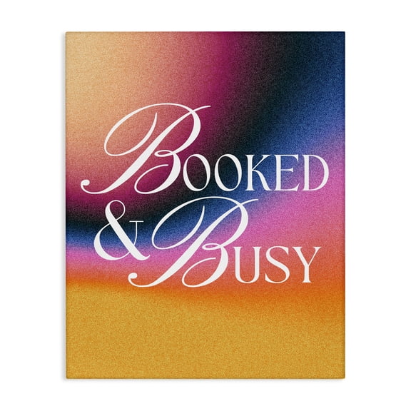 Stupell Industries Booked & Busy Gradient Text & Numbers Painting Wrapped Canvas Art Print Wall Art, 16 x 20