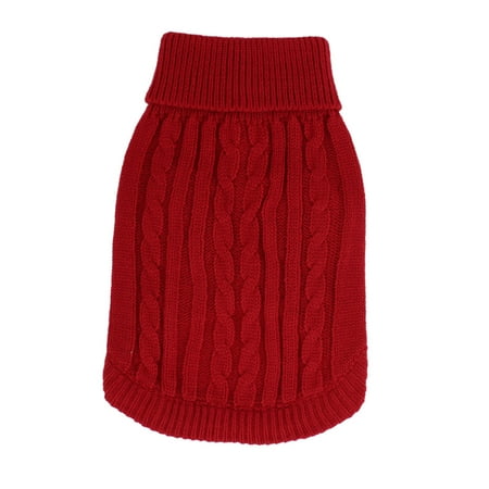 Knit Turtleneck Dog Sweater - Unique Bargains Twisted Knit Turtleneck Winter Warm Clothes Apparel Sweater Red S for Pet Dog