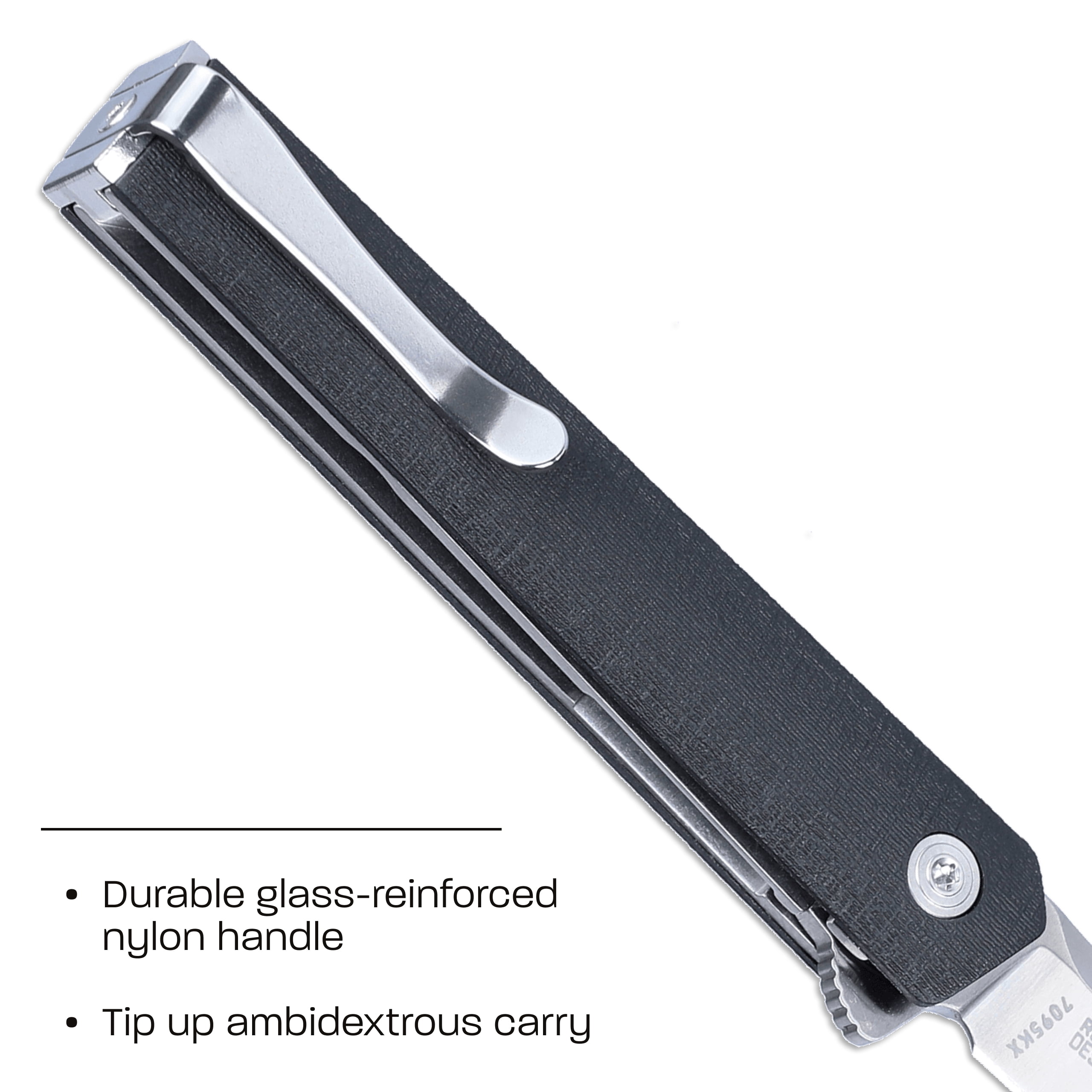 CRKT CEO Compact Everyday Carry EDC Pocket Folding Knife with Liner Lock: 1.4116 Plain Edge Blade, Glass-Reinforced Nylon Handle, Reversible Pocket Clip, 7095KX