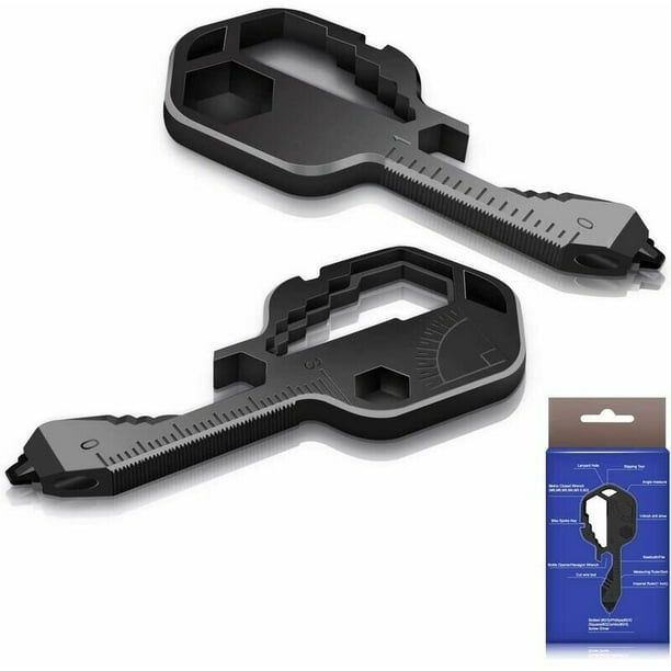 Herramienta de bolsillo de llave multifunción de acero inoxidable 24 en 1, herramienta múltiple para exteriores para abrebotellas, destornillador, regla, llave inglesa, extractor, destornillador de broca (negro) esquí esquí Gafas de esquí