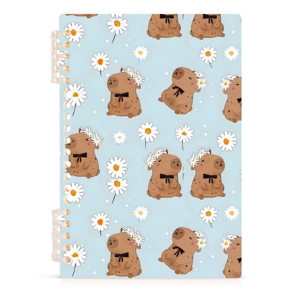 Spiral Journal Notebook Little Daisy Capybara A5 Lined Hardcover PP Material with 60 Pages Paper College Ruled Notebook for Work Note Taking Writing 5.7x8.3 Inch