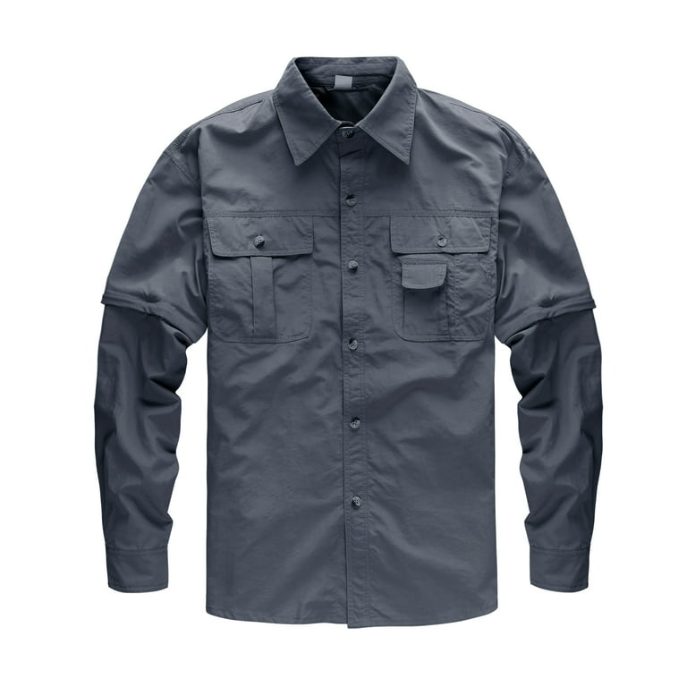 TACVASEN Mens Lightweight Hiking T-Shirt Convertible Outdoor Shirt Dark Gray XL, Men's