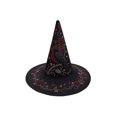 thumbnail image 2 of Fllostpr Halloween Crow Witch Hat, Quilted Embroidered Hat Dcor for Parties Renaissance Fairs Gothic Gatherings Themed Dress-Up, 16.9x11.8", 2 of 6