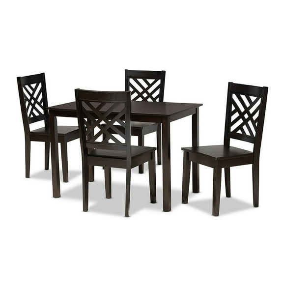 Ani Dark Brown Finished Wood 5-Piece Dining Set