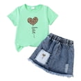 thumbnail image 4 of larppty Toddler Girls Denim Skirt Set with Cute Hearts Graphic Top Baby Summer Skirt Outfit Jean Skirt for Little Girls 2-7 Years (ZZ01-D, 4-5 Years), 4 of 4
