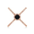 thumbnail image 2 of Gem Stone King 1.29 Ct Round Black Onyx 18K Rose Gold Plated Silver Criss Cross X Ring, 2 of 5
