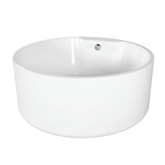 Kingston Brass VTRO535323 53-Inch Acrylic Round Double Ended Freestanding Tub with Drain in Glossy White
