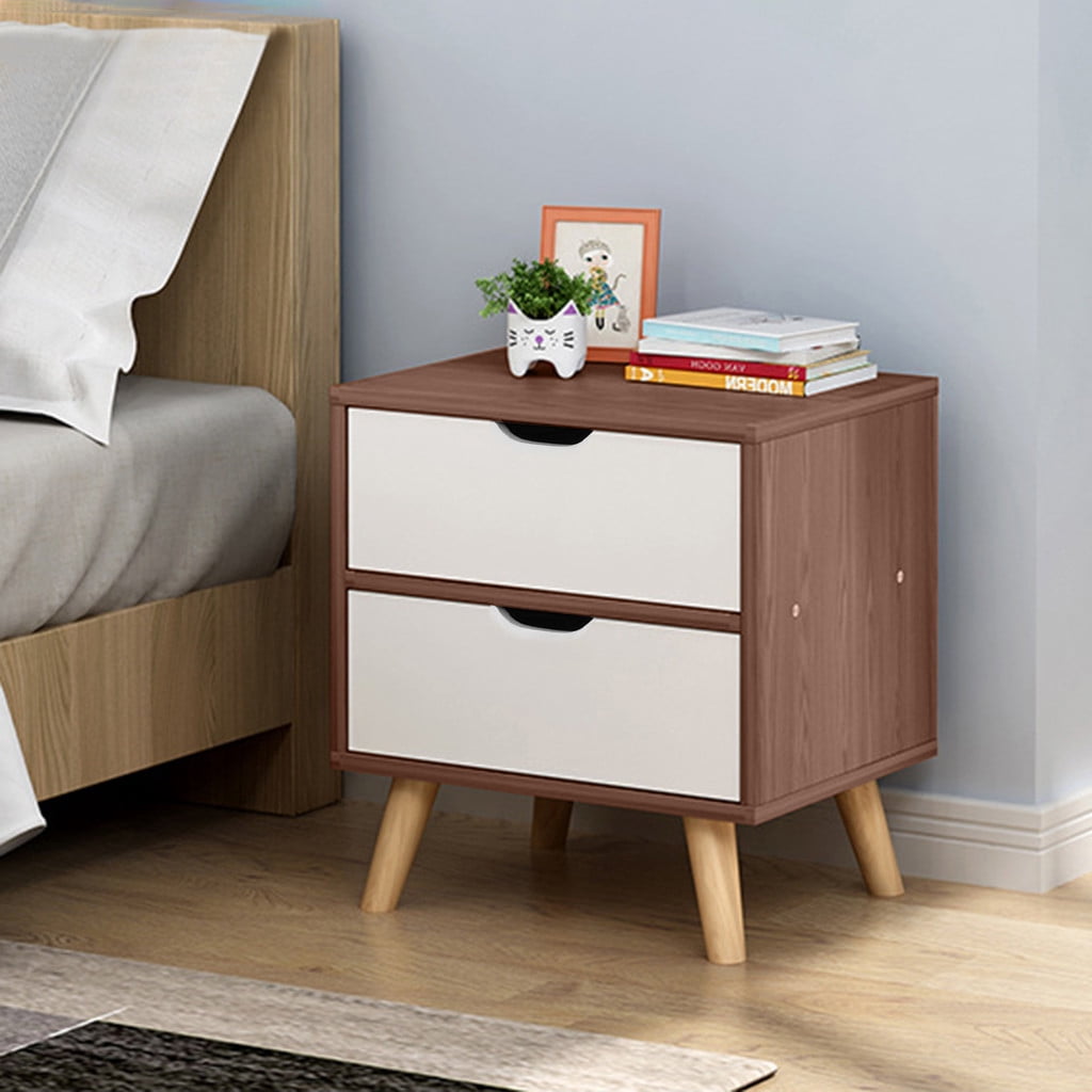 Storage Cabinet Bedroom Bedside Locker Double Drawer Nightstand Bedside Cabinet Walmart Com Walmart Com