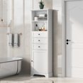 thumbnail image 6 of Tcbosik 68.3" Tall Cabinet with Door and 3 Drawers, Slim Storage Cabinet with Adjustable Shelves, Modern Pantry Cabinet, Kitchen Cabinet for Bathroom, Living Room, White, 6 of 10