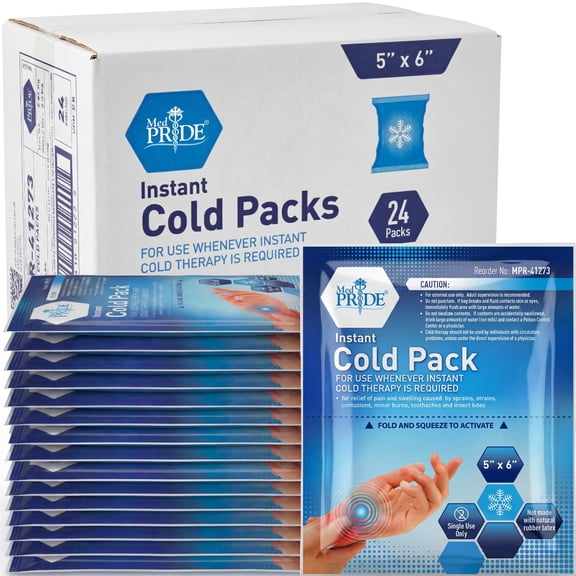 MED PRIDE Ice Packs 24-Pack – Instant Disposable Cold Packs for Injuries & Pain Relief, 5x6in Cold Compress Therapy Bags for First Aid & Recovery