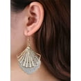 thumbnail image 5 of HOOUN Fashion Women Earrings Baroque Crystal Tassel Hollow Leaf Feather Fan Disc 2041-6-Silver, 5 of 9