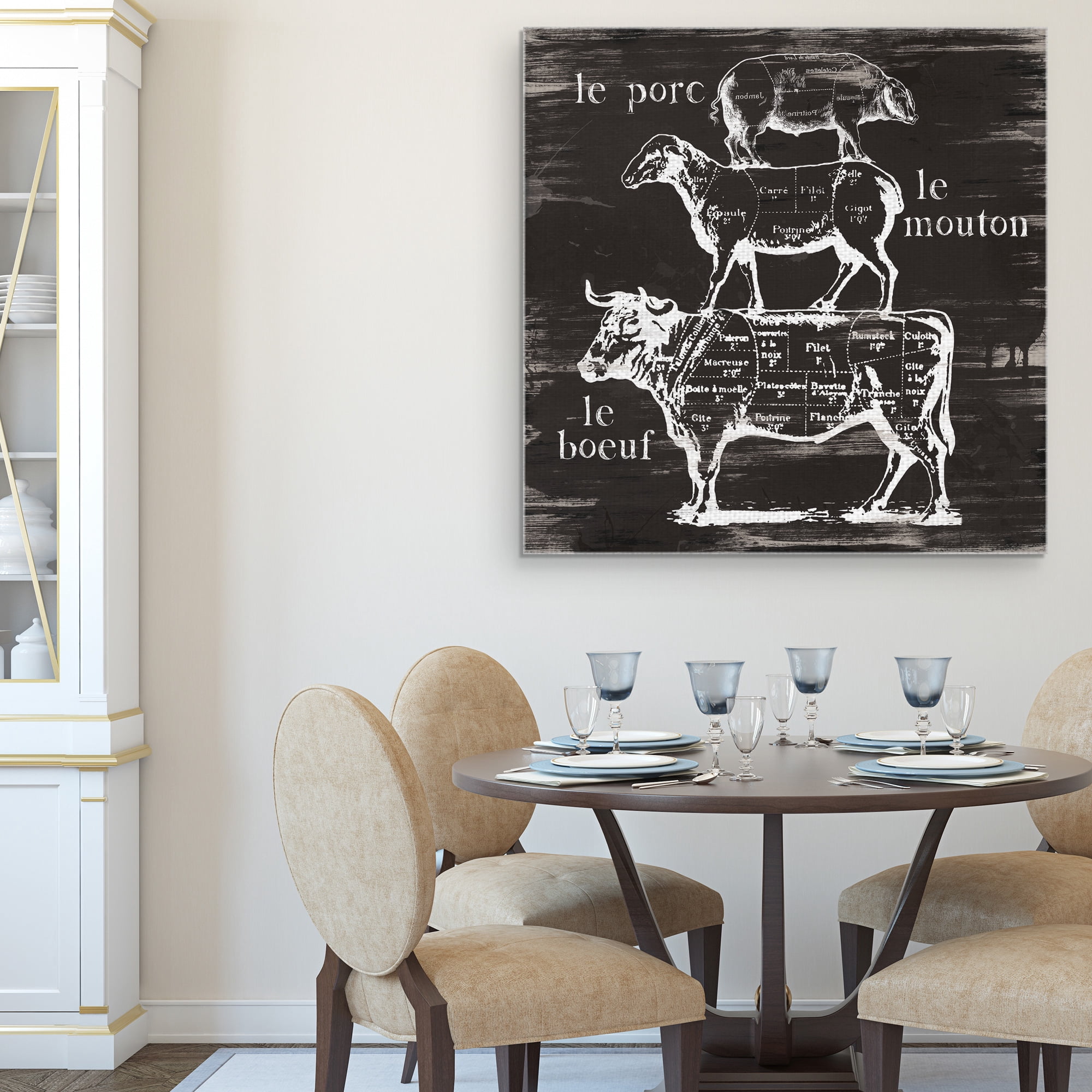 Masterpiece Art Gallery Butcher's Diagram Farm Animals By Carol Robinson Canvas Art Print 35" x 35"