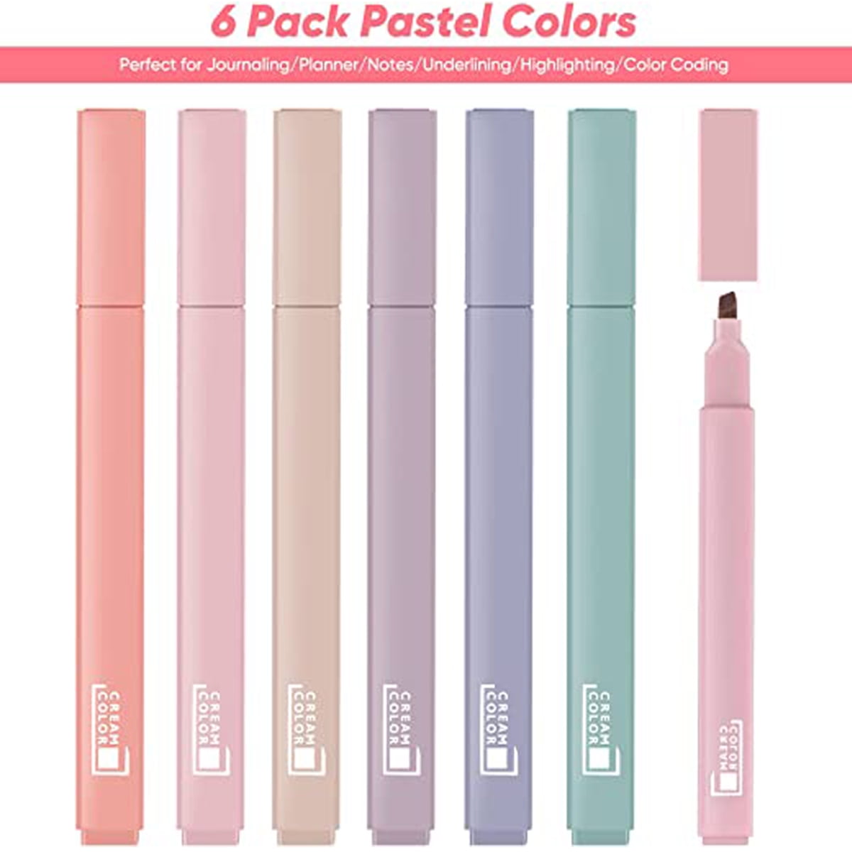 6pcs Dual Tip Highlighter Markers, Pastel Colors, For Note-taking And  Marking