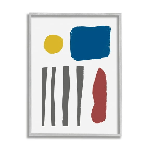 Stupell Industries Study of Rough Edge Shapes Little Thoughts Abstraction Abstract Painting Gray Framed Art Print Wall Art, 11 x 14