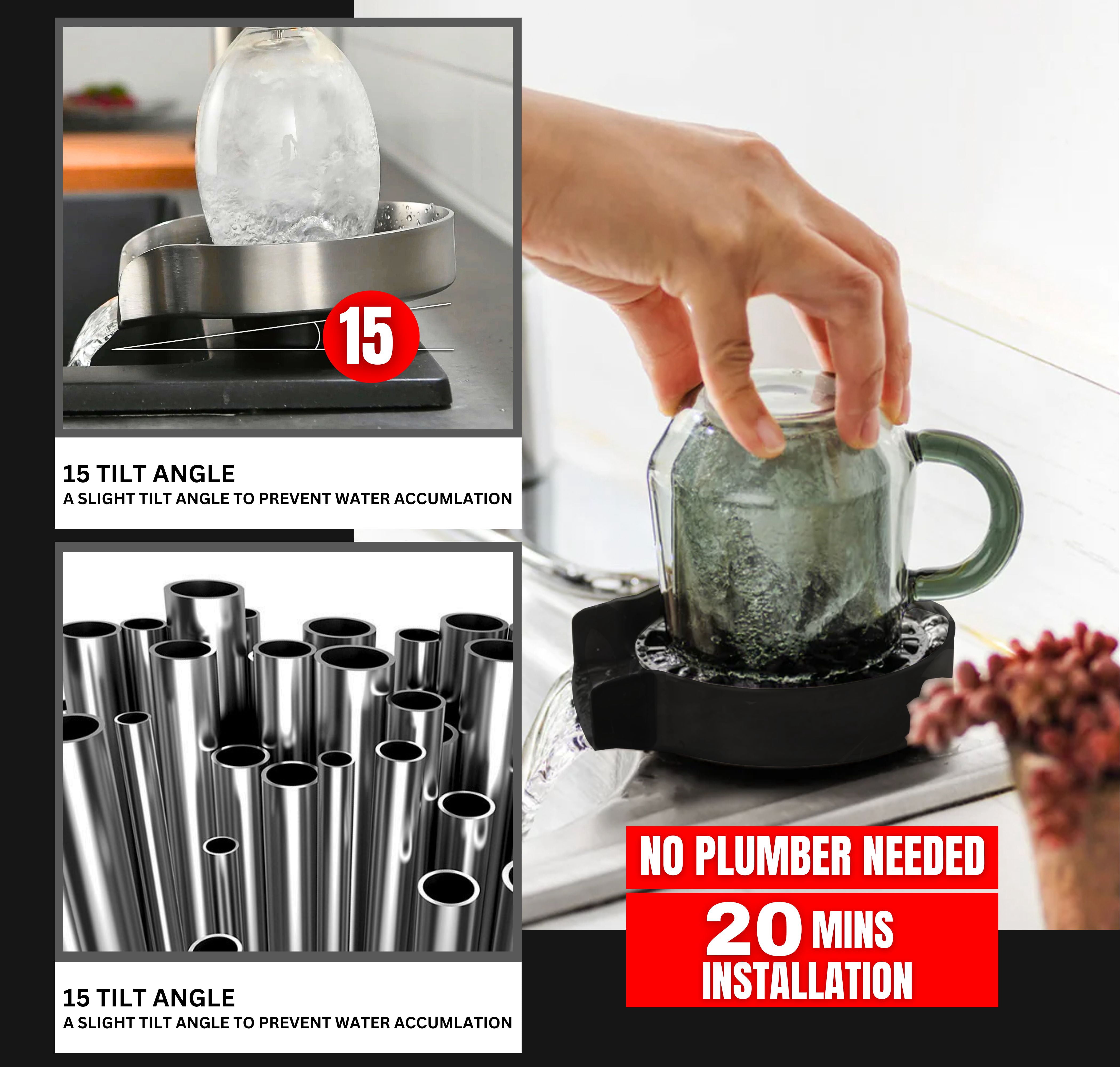 2025 BEY Automatic Glass Rinser - Powerful Cup Washer for Kitchen Sink, Stainless Steel Baby Bottle Cleaner Sinks Attachment