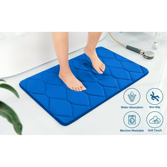 Yafa Home Fashion 1pc:24" X 47" Bath Rug, Memory Foam; Machine Washable, Water Absorbent & Non-Slip Bathmats(Royal Blue)