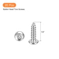 thumbnail image 3 of #6 x 1/2" Torx Security Screws, 20Pack Button Head, Self Tapping Screws, 304 Stainless Steel Anti-Theft Screws, 3 of 6