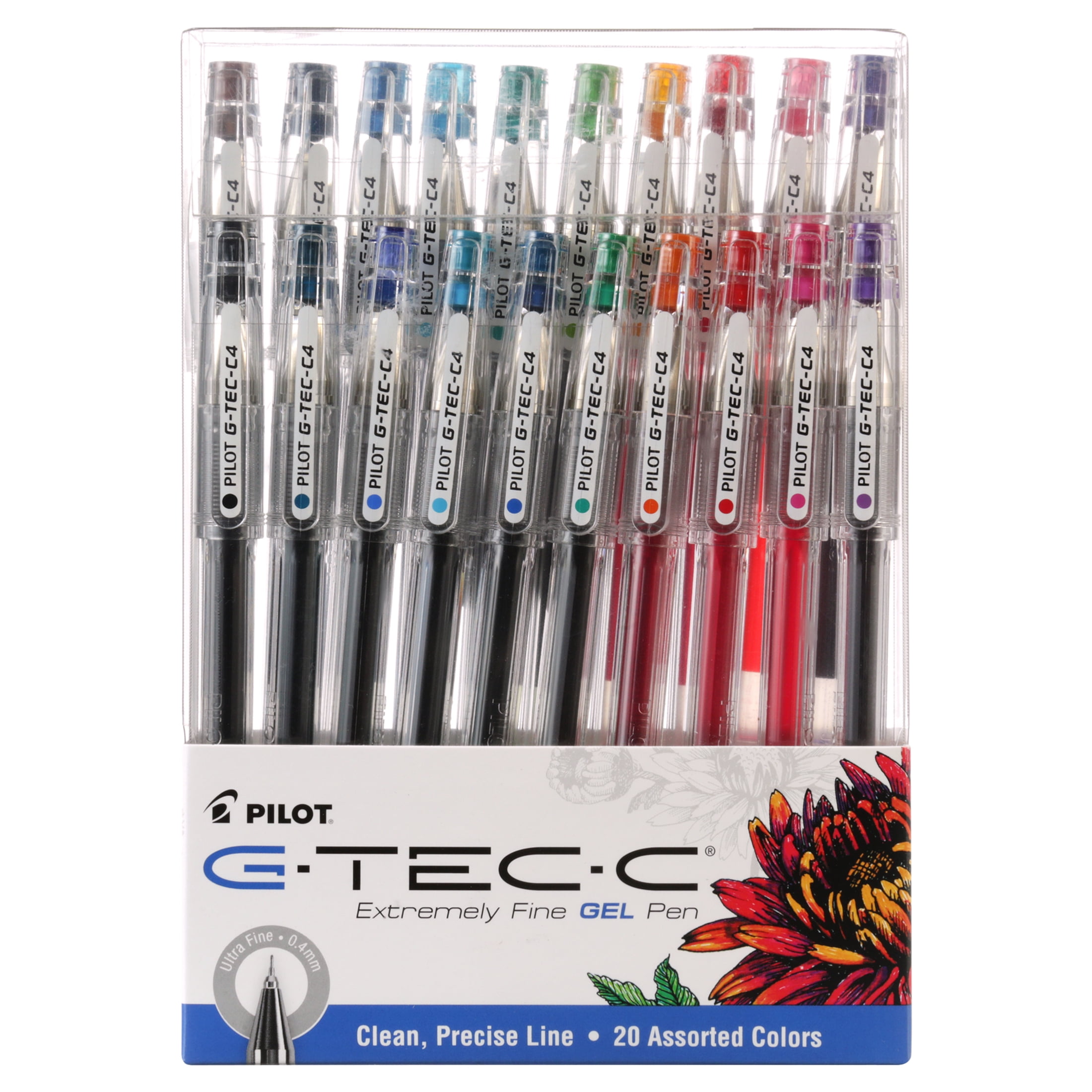 G-TEC-C Ultra Gel Pen, Stick, Extra-Fine 0.4 mm, Blue Ink, Clear/Blue  Barrel, Dozen