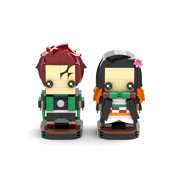 MOOXI Anime Demon Tanjirou and Nezuko BrickHeadz Slayer Building Set,Creative Cute Building Blocks Children Kits,Gifts for Amime Fans(381pcs)