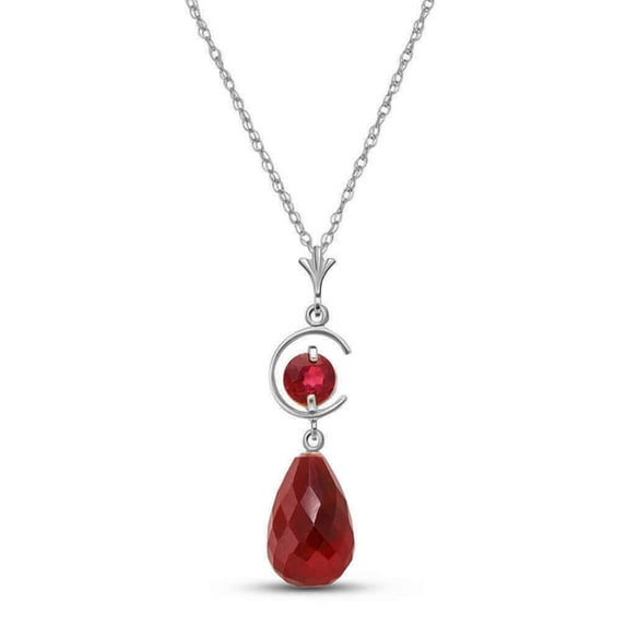 Galaxy Gold 14k Solid White Gold Ruby Pendant Necklace 9.3 ctw Briolette Drop Brilliant Round Cut (16)
