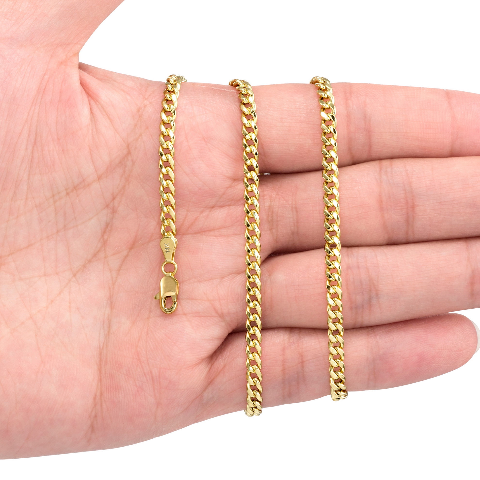 Nuragold 14k Real Yellow Gold Miami Cuban Link 4mm Chain Bracelet (7"-9") Italian Jewelry for Men & Women