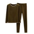 thumbnail image 1 of Birdeem Womens Round Neck Warm Solid Color Set with Elastic Large Size and Edging Two-Piece Set, 1 of 1