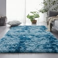 thumbnail image 3 of Shag Area Rug, 5x7 Ft dark Blue Upgrade Anti-Skid Durable Rectangular Cozy Rug, High Pile Soft Throw Rug for Nursery Room Living Room, 3 of 12