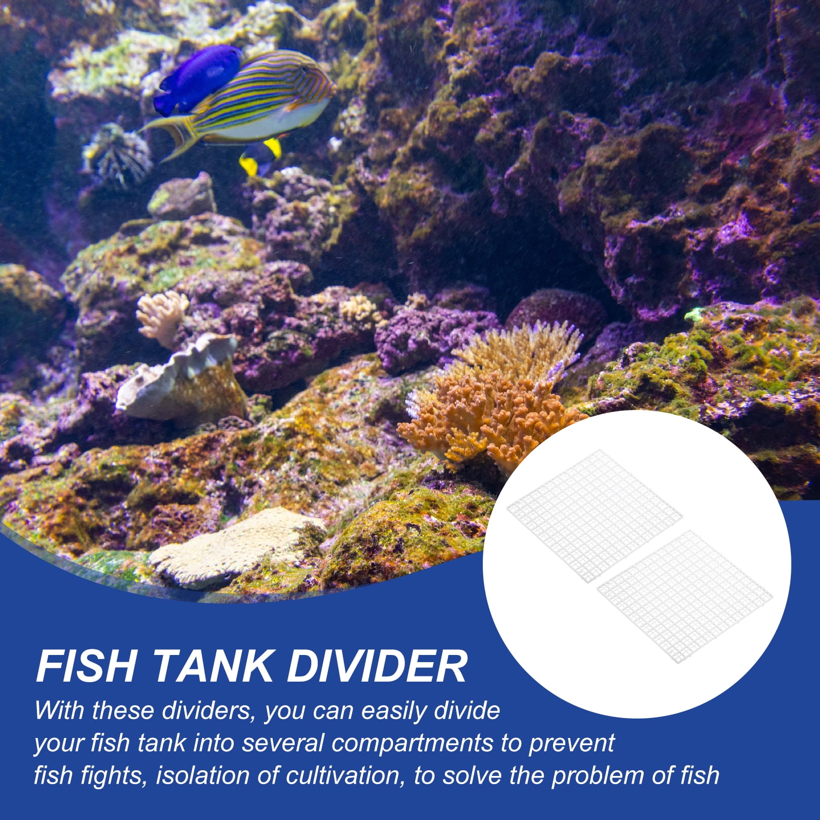 8Pack Aquarium Fish Tank Divider, 12x12 Inch Egg Crate with Suction Cups, White