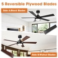 thumbnail image 5 of Parrot Uncle Modern 52" 5-Blade Black LED Ceiling Fan, Living Room Ceiling Fan, 5 of 12