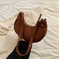 thumbnail image 4 of Likrtyny Bolso Media PU para Mujer Bolso Mano Sencillo Bolso Masa Color Sólido (marrón), 4 of 9