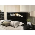 thumbnail image 4 of California King Size Bed W Shelf LED HB Black High Gloss Lacquer Solid wood 1pc Bed Bedroom Furniture Chrome Metal Legs, 4 of 6