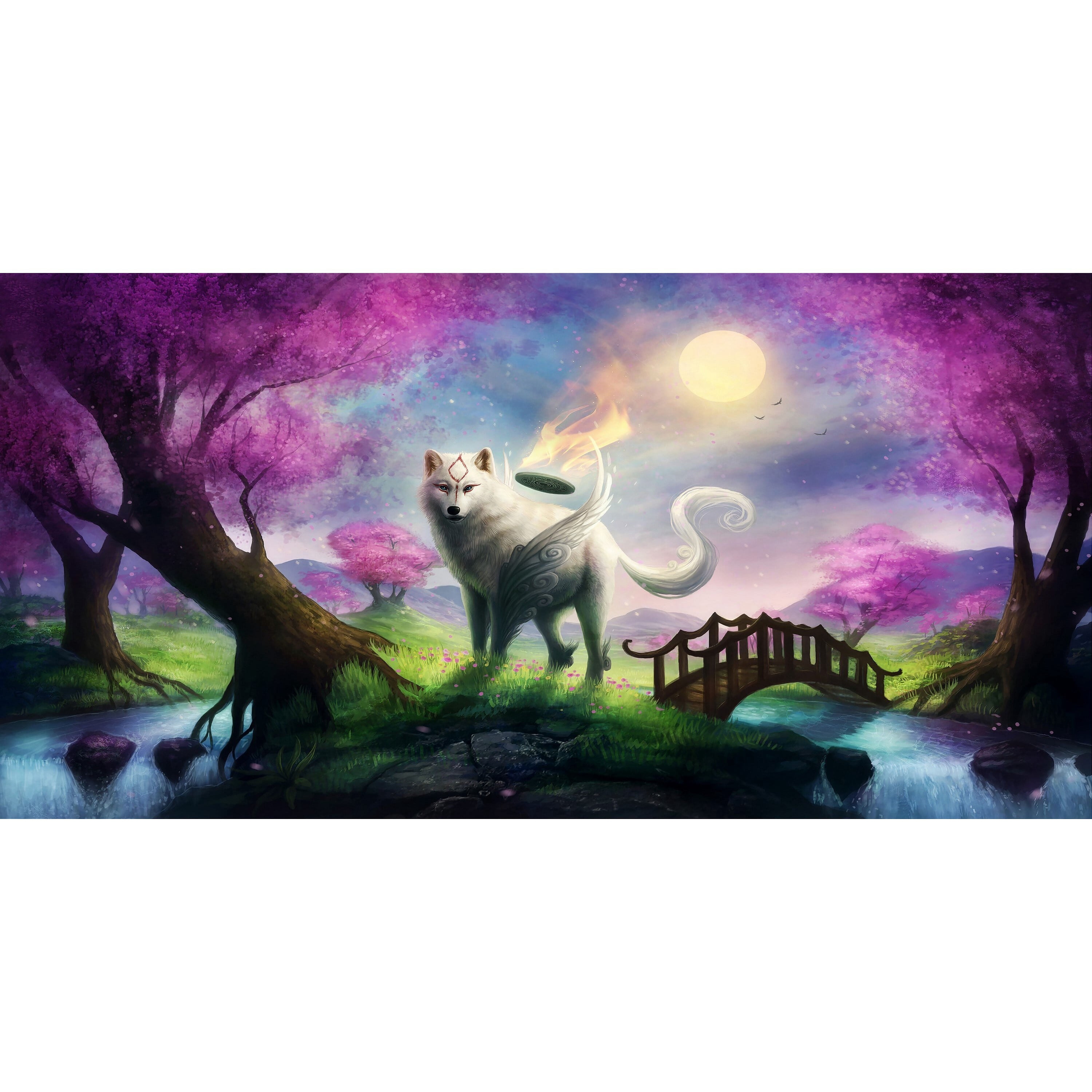 MARMONT HILL  - Okami Painting Print on Canvas - Multi-Color 36 x 18