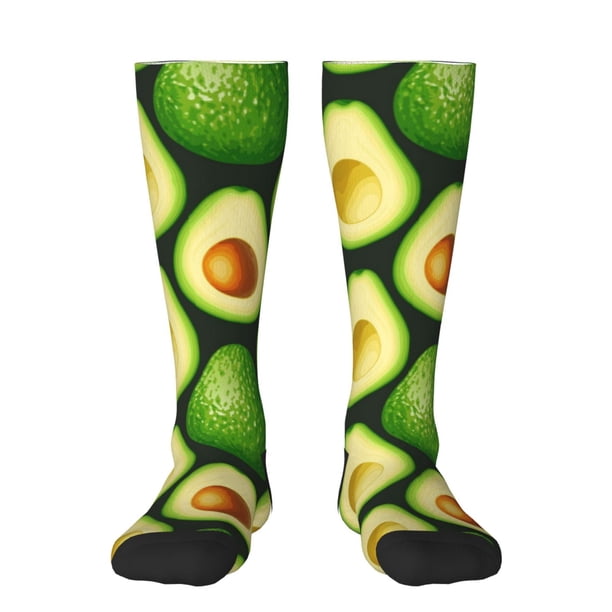 Fotbe Avocado Calcetas Divertidas Estampadas para Hombre y Mujer, Calcetas de Algodón hasta la Rodilla para Caminar, Correr, Enfermería y Embarazo