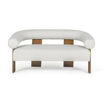 Modrest Aledo - Modern Off-White Fabric   Oak Loveseat