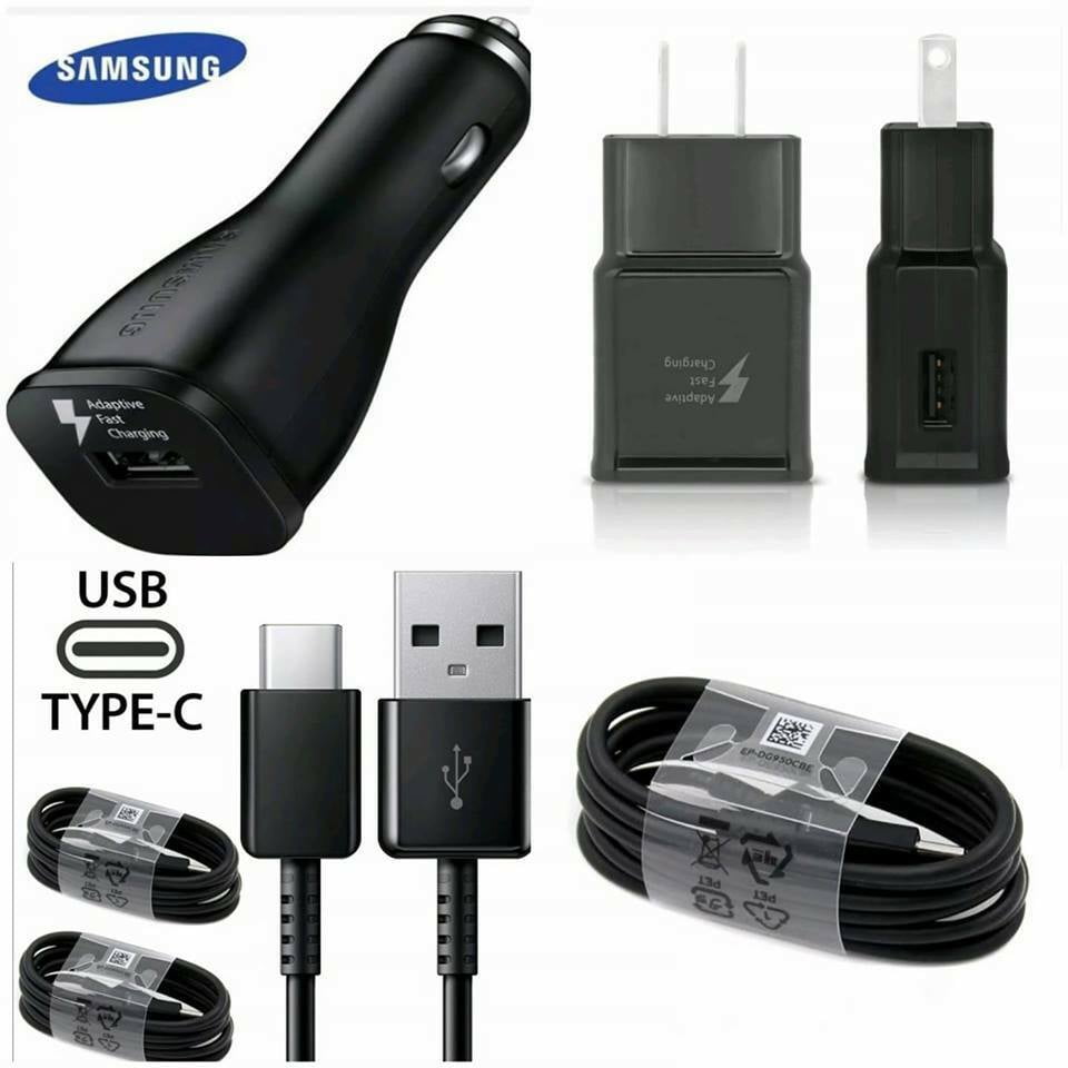 US Retail Packing Kit With EZ TIP Fast Car Charger Official OEM Samsung Adaptive Fast Charging Charger for Galaxy S6/S7/S8/S9/Edge/+/Note5/Note8 C TYPE Adapter