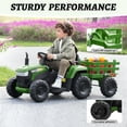 thumbnail image 2 of TOBBI 12V Kids Ride on Tractor with Trailer LED Lights USB Bluetooth Electirc Car Toy, Dark Green, 2 of 7