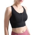 thumbnail image 2 of XINQIHANG Women's Zip Front Sports Bra Comfortable Racerback Workout Yoga Bra with Removable Pads, 2 of 7