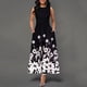 thumbnail image 1 of Moda versátil sin mangas posicionamiento vestido estampado gran falda oscilante Eccomum  Negro XL, 1 of 4