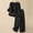 Black, variant on Womens Linen 2 Piece Outfits, Casual Summer Embroidered Shirt Wide Leg Pants With Pockets Soft Lightweight Lounge Set For Daily Vacation