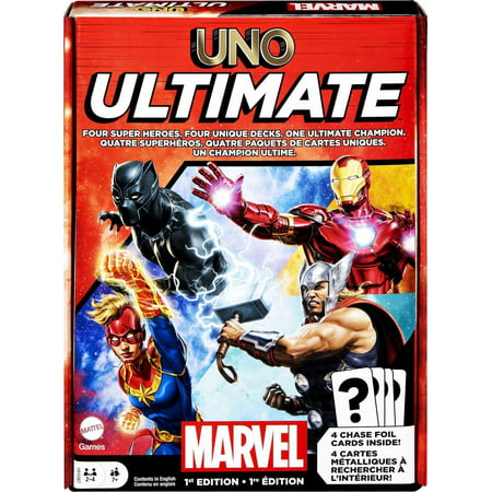 UNO Ultimate Marvel Card Game with 4 Collectible Foil Cards