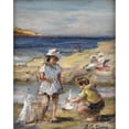 thumbnail image 2 of Paul Michel Dupuy 12x14 Gold Ornate Wood Frame and Double Matted Museum Art Print Titled - At the Beach, 2 of 4