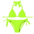 thumbnail image 6 of Women’s Two Piece Bikini Set with Adjustable Halter Triangle Top and Side Tie Bottoms for Swimwear Beachwear Fluorescent Green XL, 6 of 6