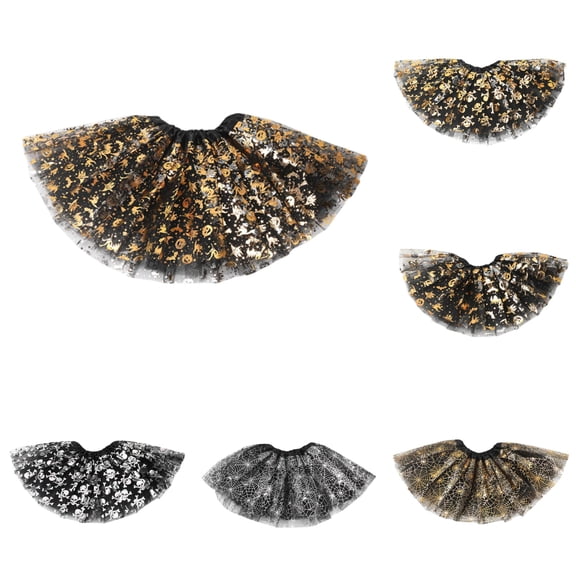 XIAOCHA Halloween Print Mini Skirt For Women Elastic Waist Tulle Casual Bottoms