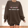 thumbnail image 3 of Gibobby Sudaderas con cremallera Moda de mujer Ocio Palabras de amor Amor Impresión Cuello redondo Manga larga Suelta Top Suéter sin sombrero 6 (Marrón, XL), 3 of 4