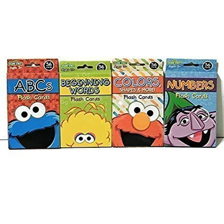 Sesame Street Educational Flash Cards for Early Learning. Set includes Colors, Shapes & More, ABCs, Numbers and Beginning