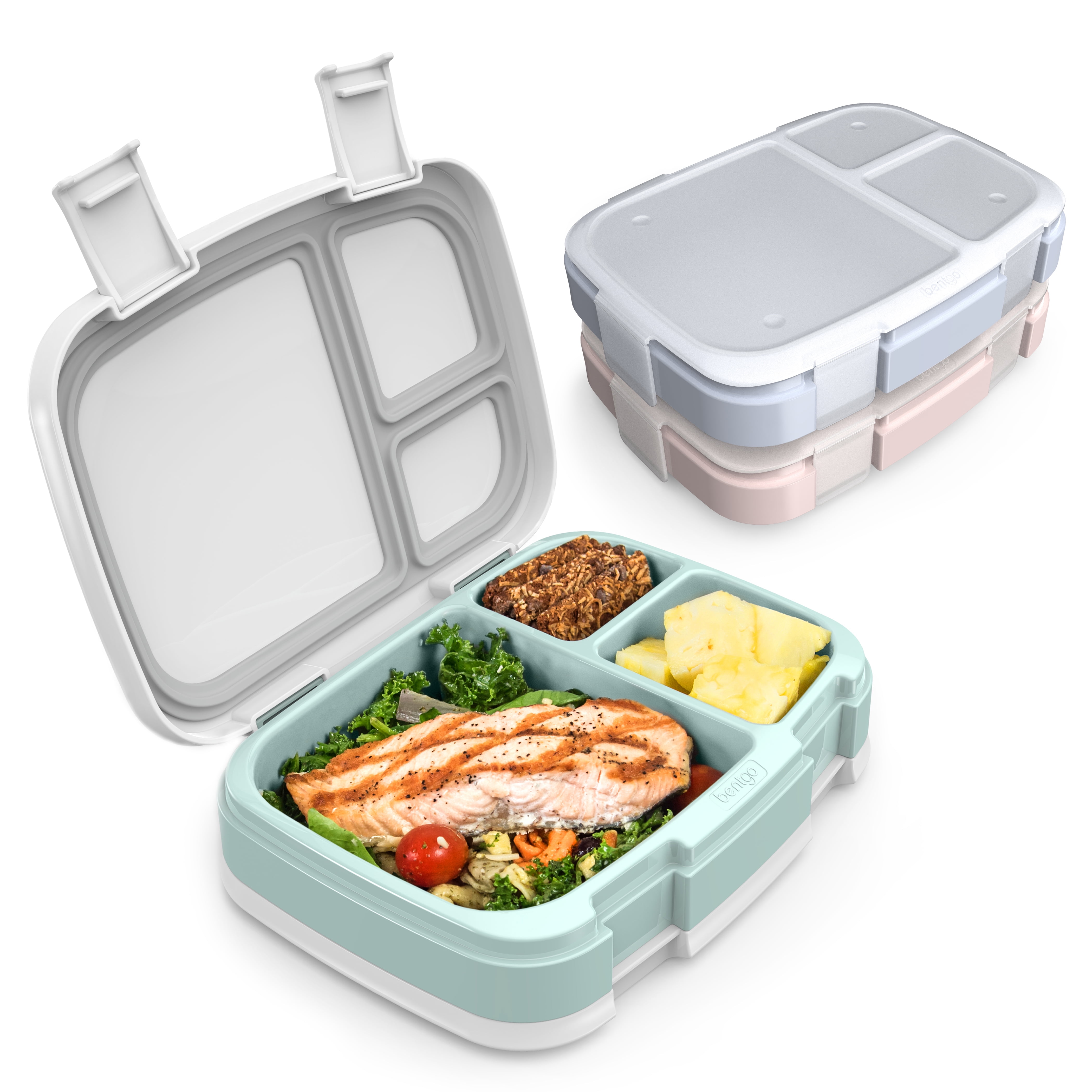 4-Compartment Meal Prep Container with Built-In Portion Control for Healthy At-Home Meals and On-the-Go Lunches Blue Reusable BPA-Free with Transparent Cover Bentgo Fresh Tray 