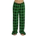 thumbnail image 4 of DENGDENG Flannel Pajamas Pants Women Plaid Flannel Fuzzy Cozy Christmas Pajama Pants Cute Lounge Fleece Sleepwear Pants Plush Wide Leg Winter Loose Fit Pjs Bottoms Green M, 4 of 4