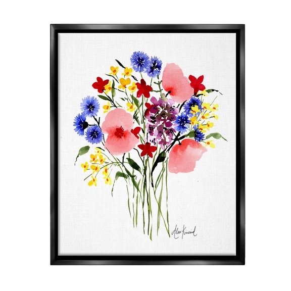 Stupell Industries Varied Flower Clusters Botanical & Floral Painting Black Floater Framed Canvas Art Print Wall Art, 17 x 21