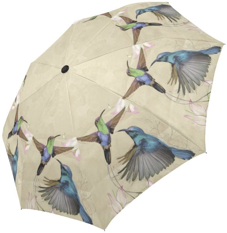 Custom Colorful Parrots Compact Travel Windproof Rainproof Foldable Umbrella
