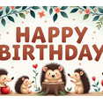 thumbnail image 4 of Floral Design Happy Birthday Party Hedgehog Banner Animal Theme for Kids Party Event Celebration Indoor Decoration, 4 of 7